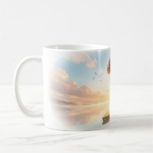Gitarre-Rosendock am See bei Sonnenaufgang Kaffeetasse