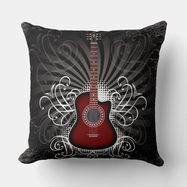 Gitarre rot/schwarz Kissen (Vorderseite)