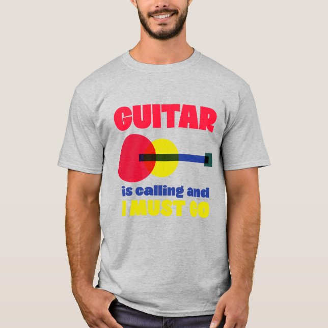 Gitarre ruft das Funny Guitar Shirt für Männer an (Vorderseite)