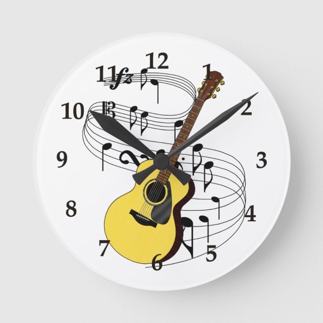 Gitarre Runde Wanduhr (Vorderseite)