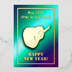 Gitarre schlagen rechts Akkord 2026 Greetings Card Folieneinladung