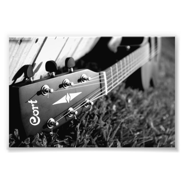Gitarre schwarz und weiß fotodruck (Vorne)
