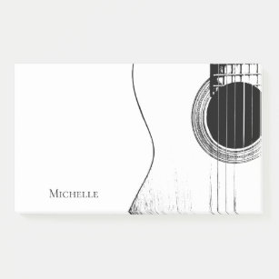 Gitarre schwarz und weiß post-it klebezettel