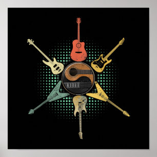 Gitarre Shirt. Retro-Stil, Geschenk für Gitarrist Poster