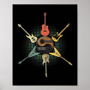 Gitarre Shirt. Retro-Stil, Geschenk für Gitarrist Poster