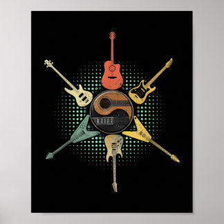 Gitarre Shirt. Retro-Stil, Geschenk für Gitarrist Poster