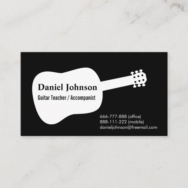 Gitarre Silhouette Musician Business Cards Visitenkarte (Vorderseite)