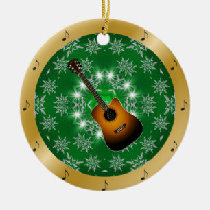 Gitarre ~ Silver ~ Green ~ Gold ~ Weihnachten ~ Keramik Ornament