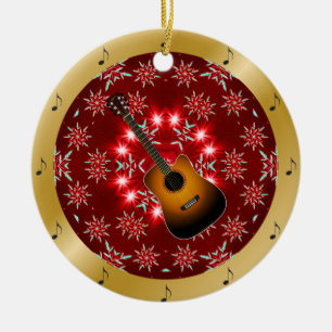 Gitarre ~ Silver ~ Red~ Gold ~ Weihnachten ~ Keramik Ornament