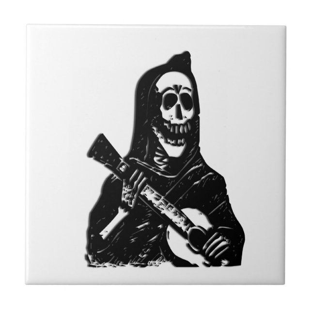 Gitarre Skeleton Serenade Keramik Tile Fliese (Vorderseite)