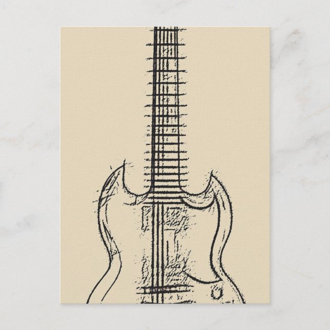 Gitarre Sketch Postkarte (Vorderseite)