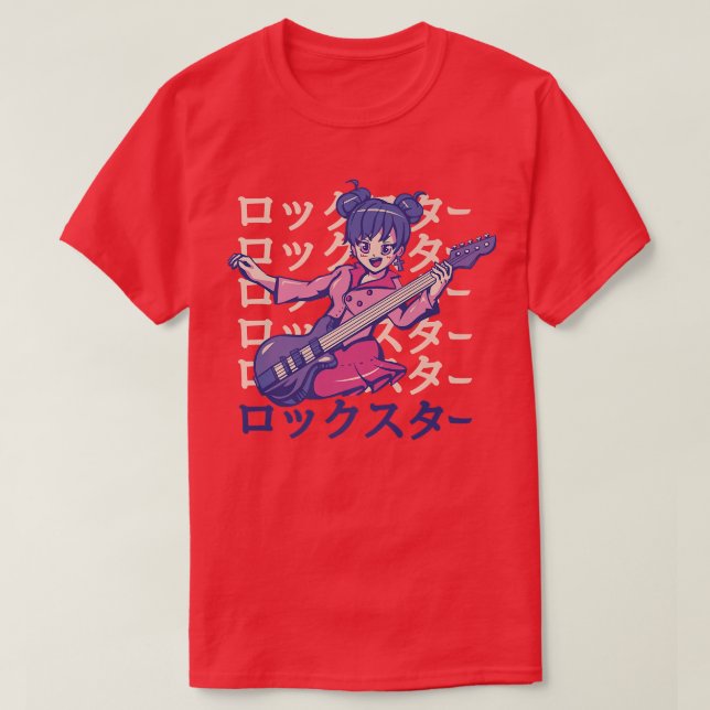 Gitarre spielen Anime Girl560 T-Shirt (Design vorne)