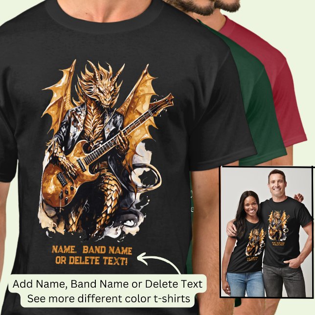 Gitarre spielen Golden Winged Dragon, Bandname hin T-Shirt (Von Creator hochgeladen)