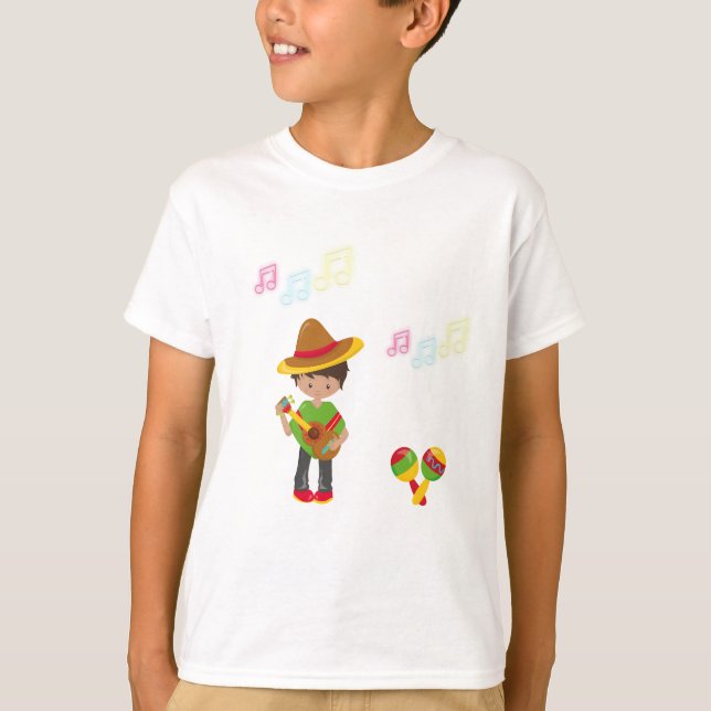 Gitarre spielen Hombre mit Maracas-Musiknoten T-Shirt (Vorderseite)
