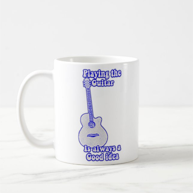 Gitarre spielen ist immer eine gute Idee. Blau Kaffeetasse (Links)