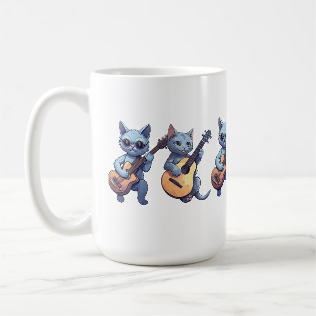 Gitarre spielen, Katzenliebhaber Kaffeetasse (Links)