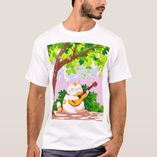Gitarre spielende dicke Katze T-Shirt