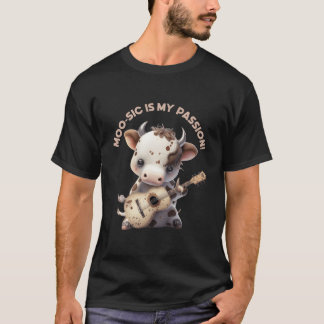 Gitarre spielende Kuh Kawaii Musik Gitarrist T-Shirt