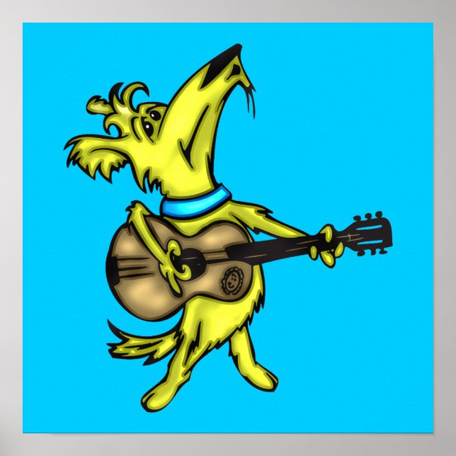 Gitarre spielt Hund Poster (Vorne)