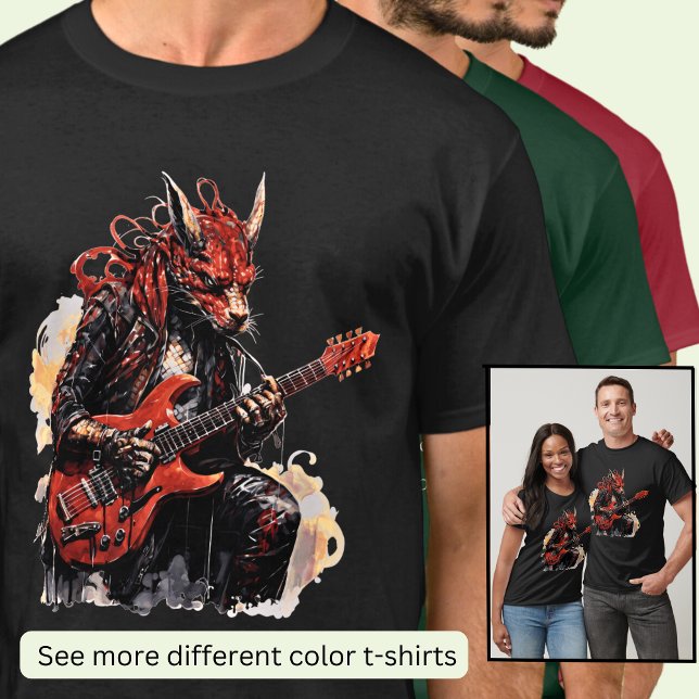 Gitarre spielt Red Black Dragon T-Shirt (Von Creator hochgeladen)