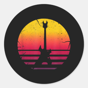 Gitarre Sunset Electric Rock Music Lover Instrumen Runder Aufkleber