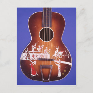 Gitarre tanzt mit Band - atemberaubende Gitarrenku Postkarte