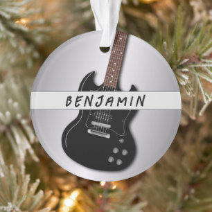 Gitarre Teen Boy Silver Black erschüttert Weihnach Ornament