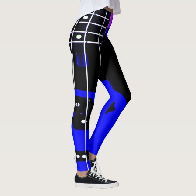 Gitarre Themed Leggings Black and Blue (Rechts)