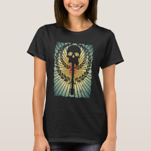 Gitarre Totenkopf Bass Bassist Musiker Rock Festiv T-Shirt