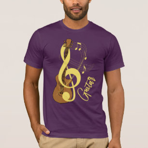 Gitarre Treble Clef Fun Musiknoten Grafik T-Shirt