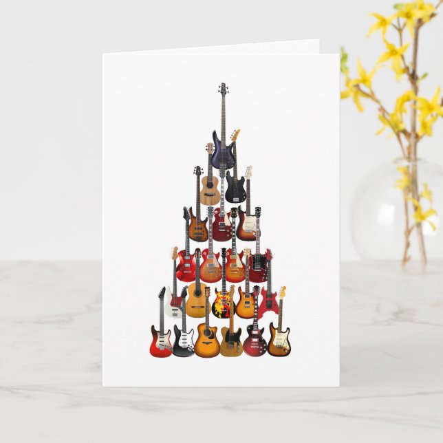 Gitarre Tree Christmas Light Rock Music Karte (Gelbe Blume)