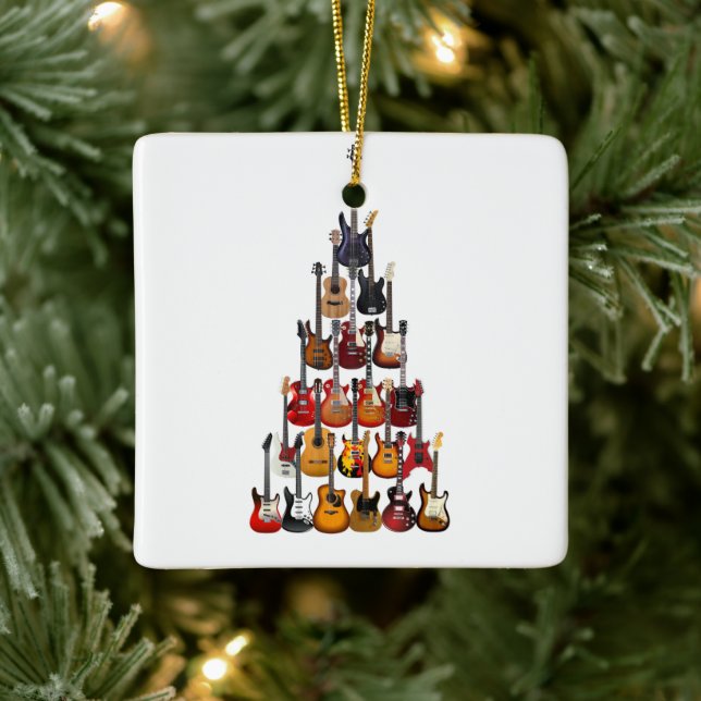 Gitarre Tree Christmas Light Rock Music Keramikornament (Baum)