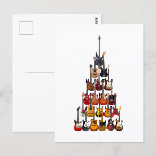 Gitarre Tree Christmas Light Rock Music Postkarte