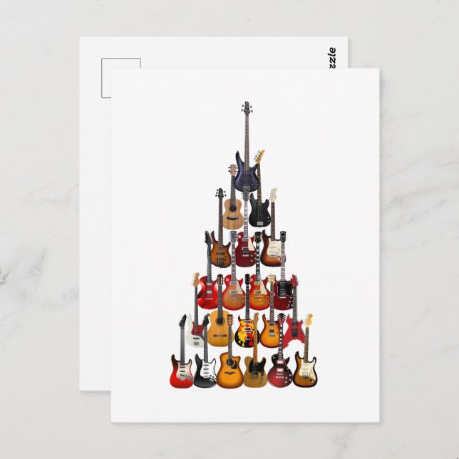 Gitarre Tree Christmas Light Rock Music Postkarte (Vorne/Hinten)