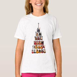 Gitarre Tree Christmas Light Rock Music T-Shirt