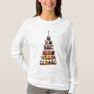 Gitarre Tree Christmas Light Rock Music T-Shirt