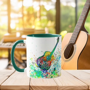 Gitarre und Akkorde-Splatter personalisiert Tasse