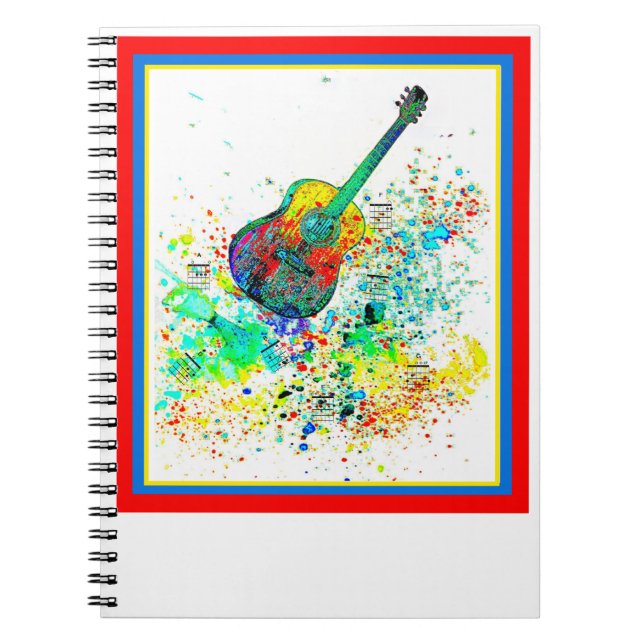 Gitarre und Akkorde Spritzer Notizblock (Vorderseite)