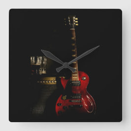 Gitarre und Amp-Uhr Quadratische Wanduhr