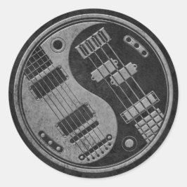 Gitarre und Bass Yin Yang mit dunkler Textur Runder Aufkleber