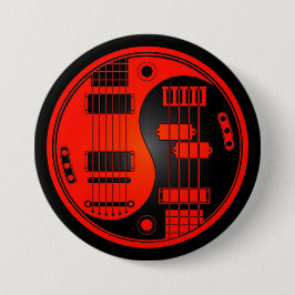 Gitarre und Bass-Yin Yang rot und schwarz Button