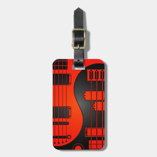 Gitarre und Bass-Yin Yang rot und schwarz Gepäckanhänger