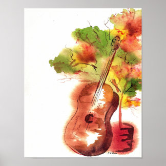 Gitarre und Baum Poster
