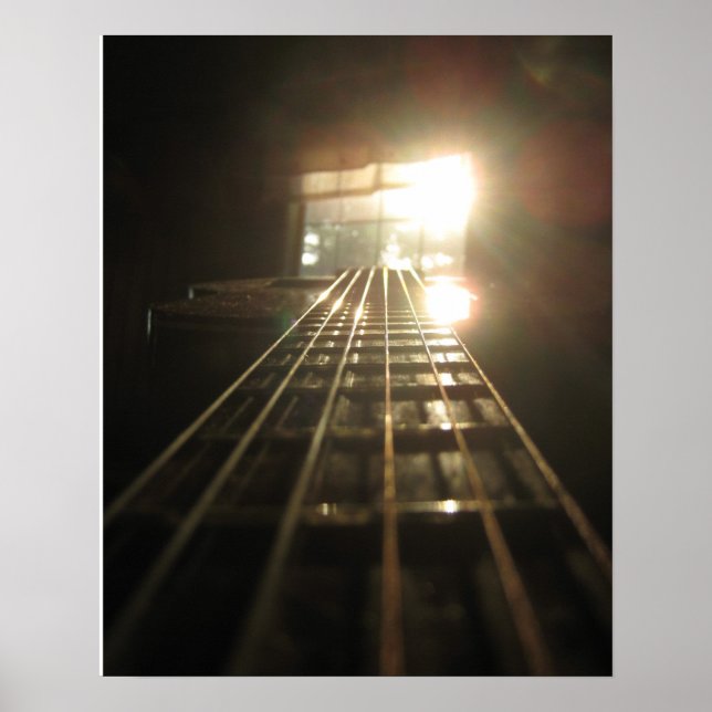 Gitarre und Fenster Poster (Vorne)