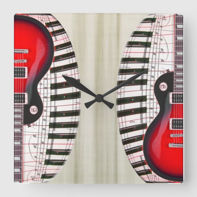 Gitarre und Klavier Uhr (Vorderseite)