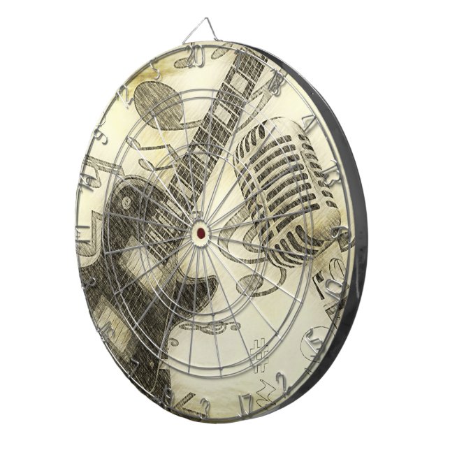 Gitarre und Mikrofon-Dart-Board Dartscheibe (Vorderseite rechts)