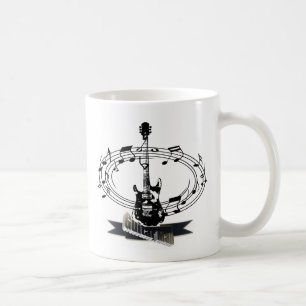 Gitarre und musikalische Anmerkungen Tasse
