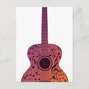 Gitarre und Musiknote 2 Postkarte