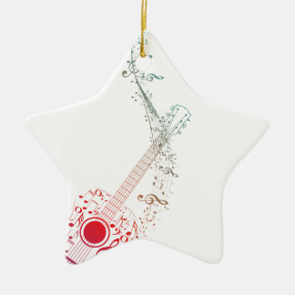Gitarre und Musiknoten 6 Keramik Ornament