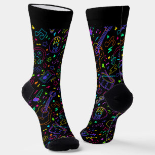 Gitarre und Musiknoten Socken